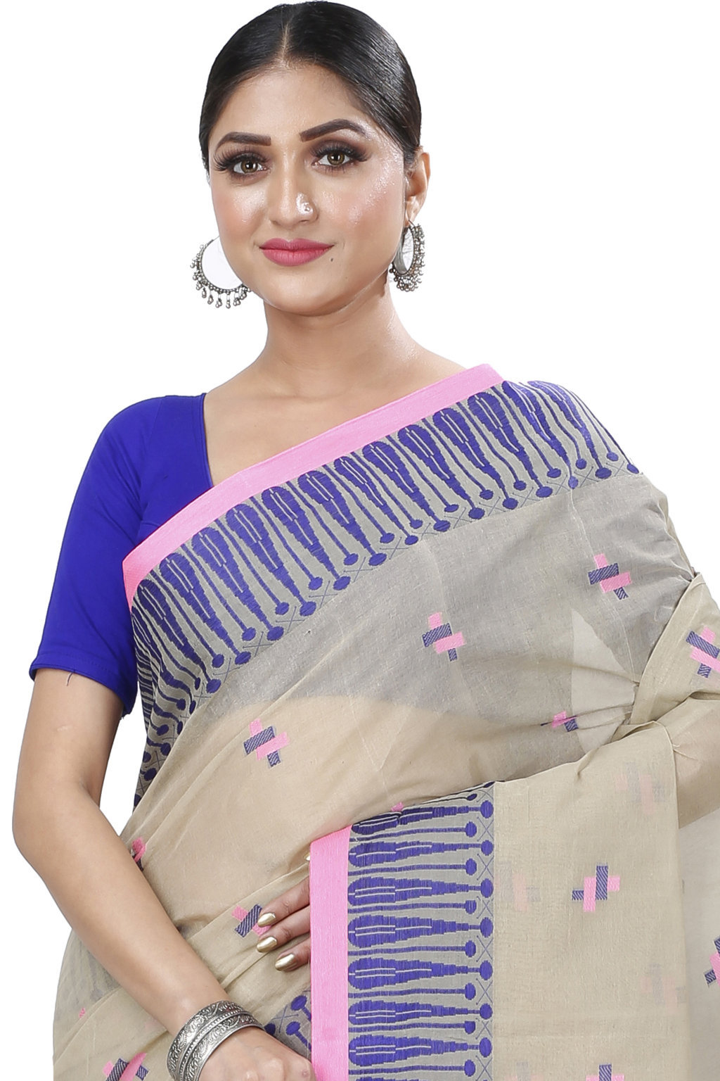 Grey Pure Cotton Simar Tant Saree (1040)
